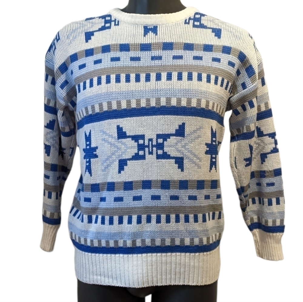VINTAGE blue grampa style knit sweater No size